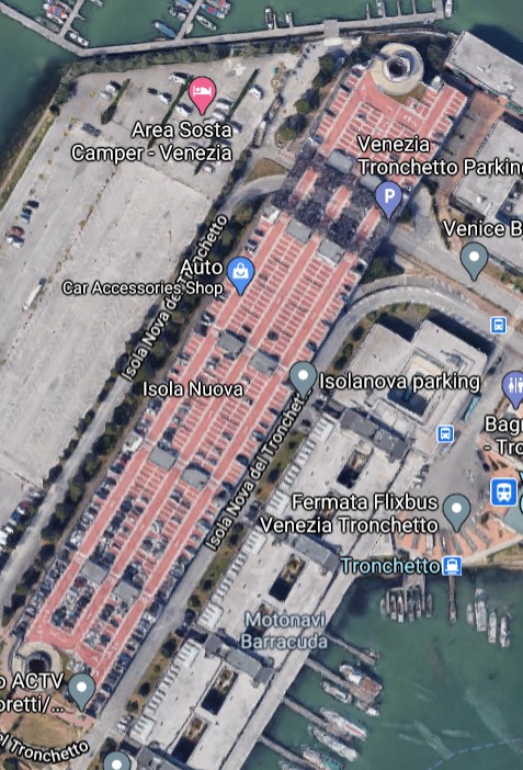 Large car park in the supposedly car free city of Venice