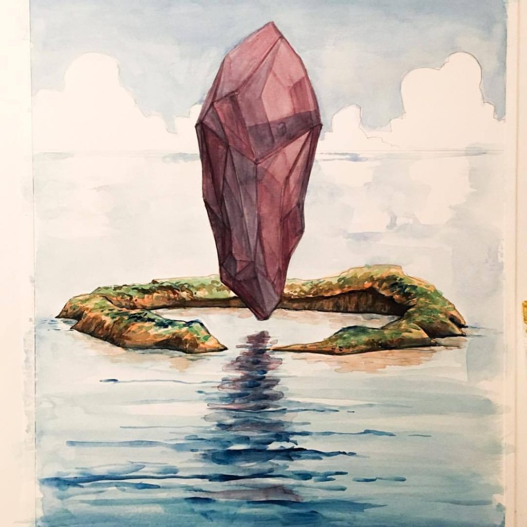 Brighton build up: fan art from the Broken Earth trilogy showing a hovering obelisk