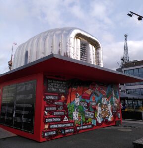 Exterior shot of the Martian house in situ in Bristol, UK, September 2022