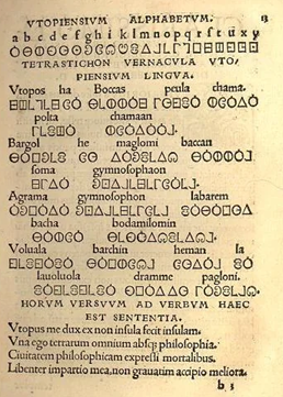 Utopian alphabet as published alongisde Thomas More's Utopia